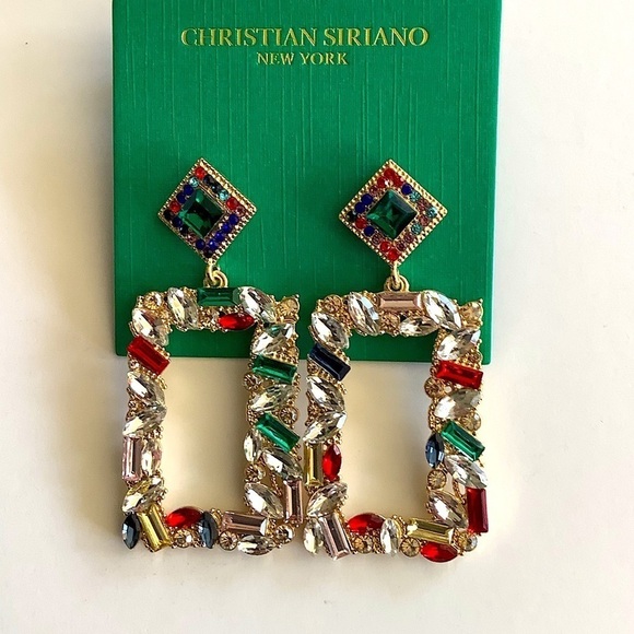 Christian Siriano Crystal Statement Drop Earrings New - Picture 1 of 2
